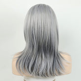 Shoulder Length Salt & Pepper Grey Layered Medium Long Wig for Seniors